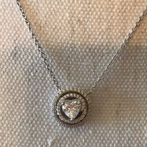White topaz heart necklace in sterling silver